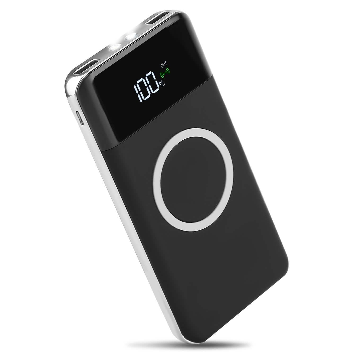 Qi Wireless Station 10000mAh Powerbank with 4 Modes Flashlight Mobile Accessories - Tophatter Daily Deals