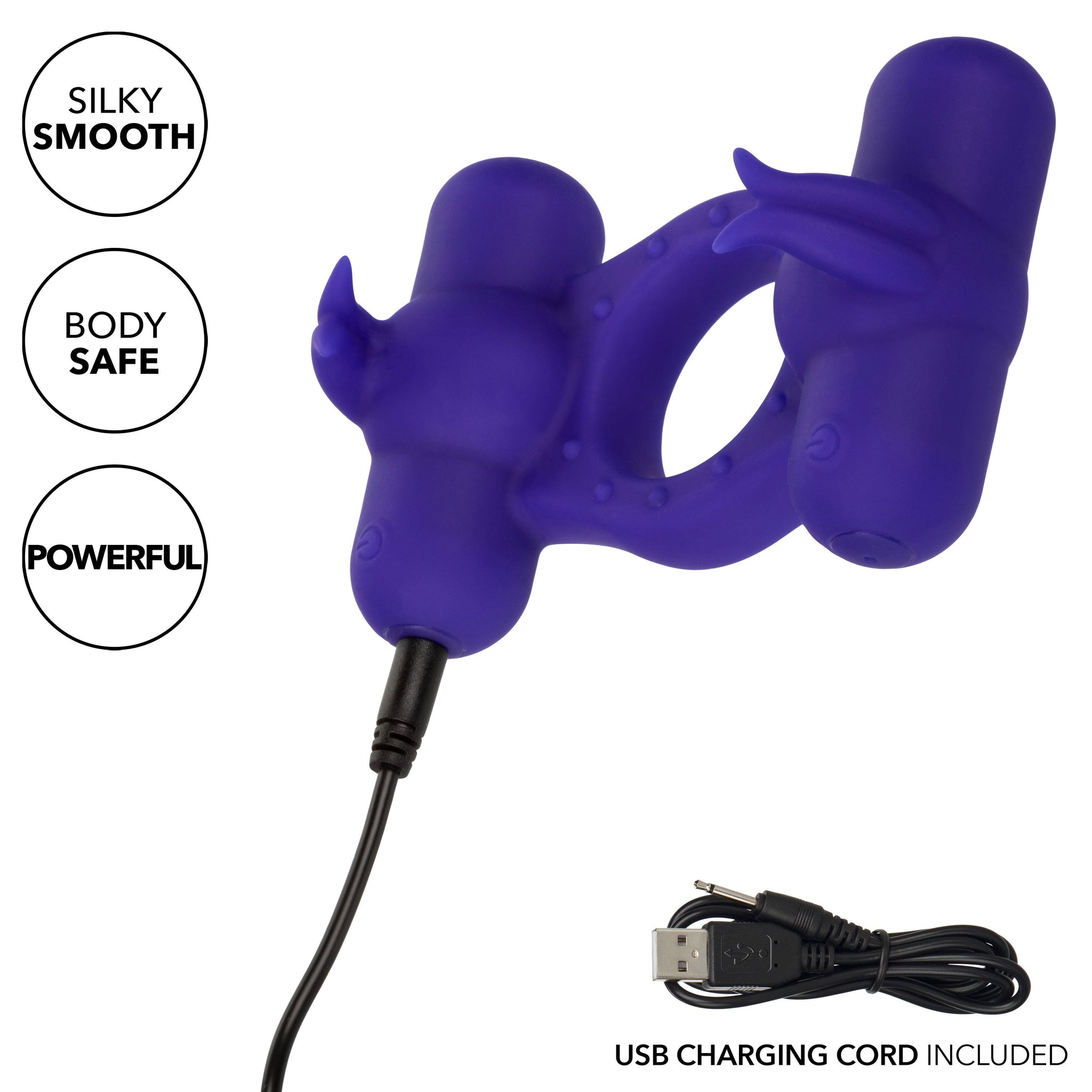 Silicone Triple Orgasm Enhancer in Purple with 12 Vibration Functions and Dual Independent Motors > Cock Ring > Vibrating - Tophatter Daily Deals