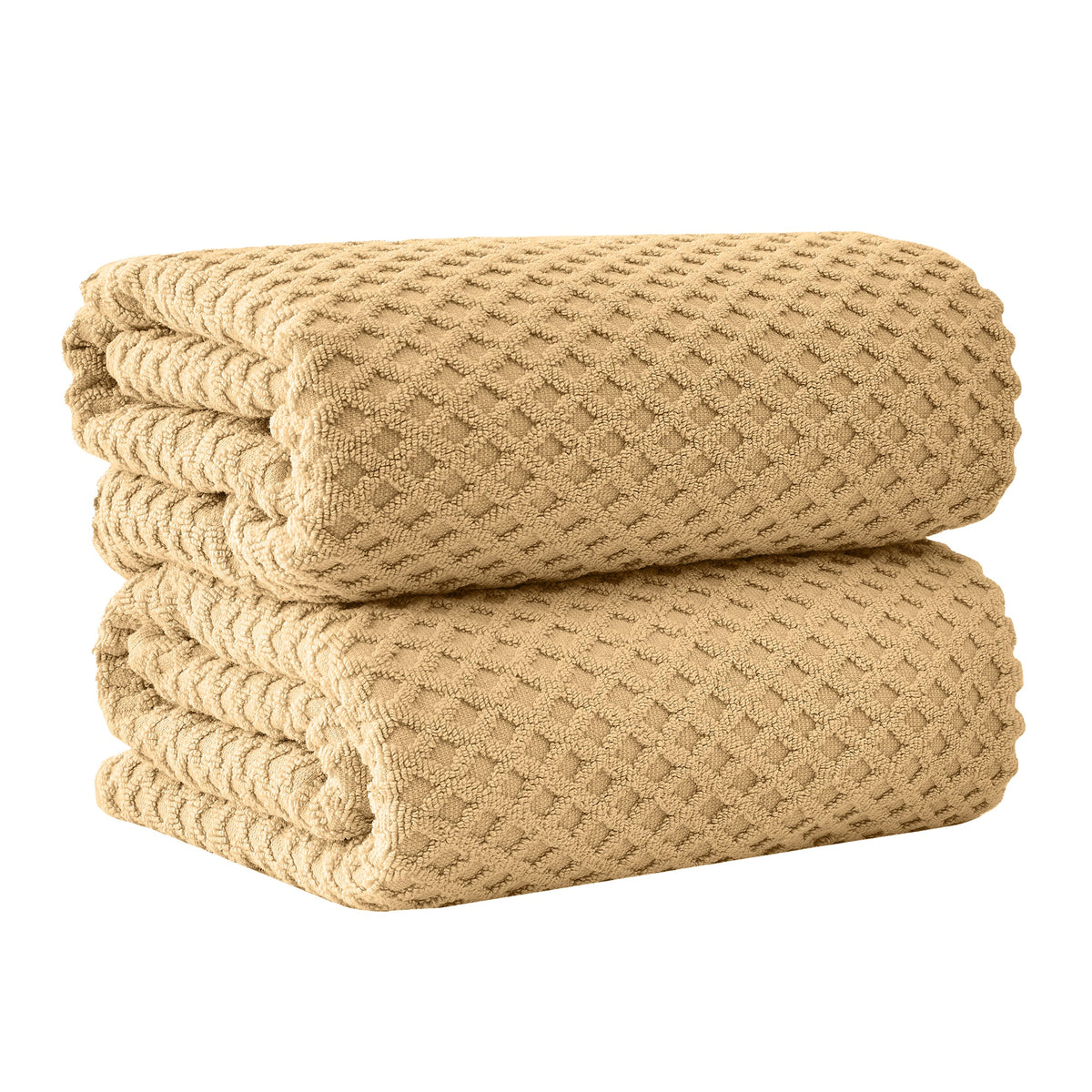 Cotton Diamond Waffle Weave Bath Towel Set - Grayson Collection Bath Sheet (Pack of 2) Sand Bath - Tophatter Daily Deals
