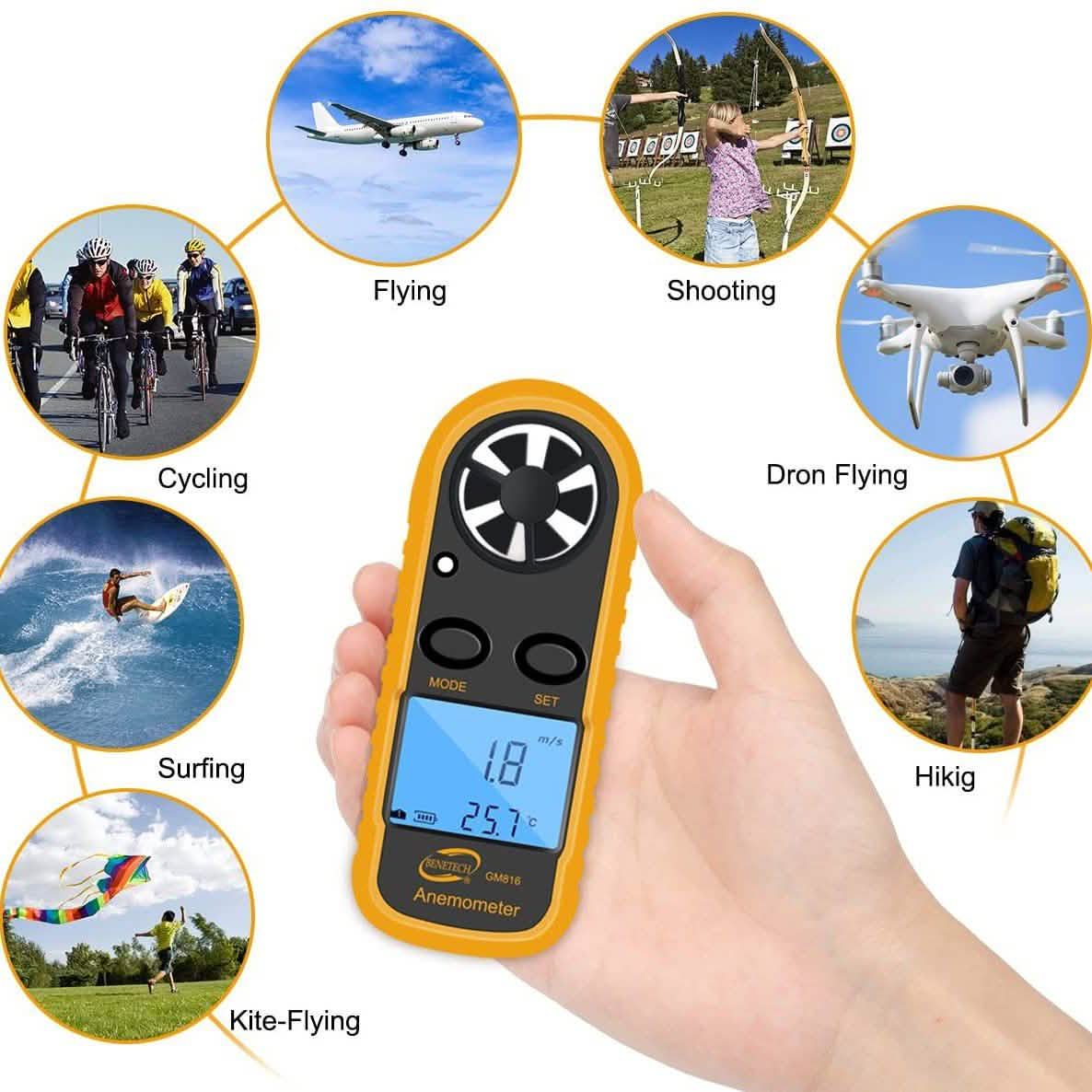 Qotone GM816 Digital Anemometer Wind-Speed Gauge Meter Outdoor Recreation - Tophatter Daily Deals