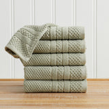 100% Cotton Checkered Jacquard Bath Towel Set - Giuliana Collection Hand Towel (Pack of 6) Eucalyptus Bath - Tophatter Daily Deals