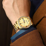 Quartz Watch Luxury Crystal Rhinestone Gold Steel Watches - Tophatter Daily Deals