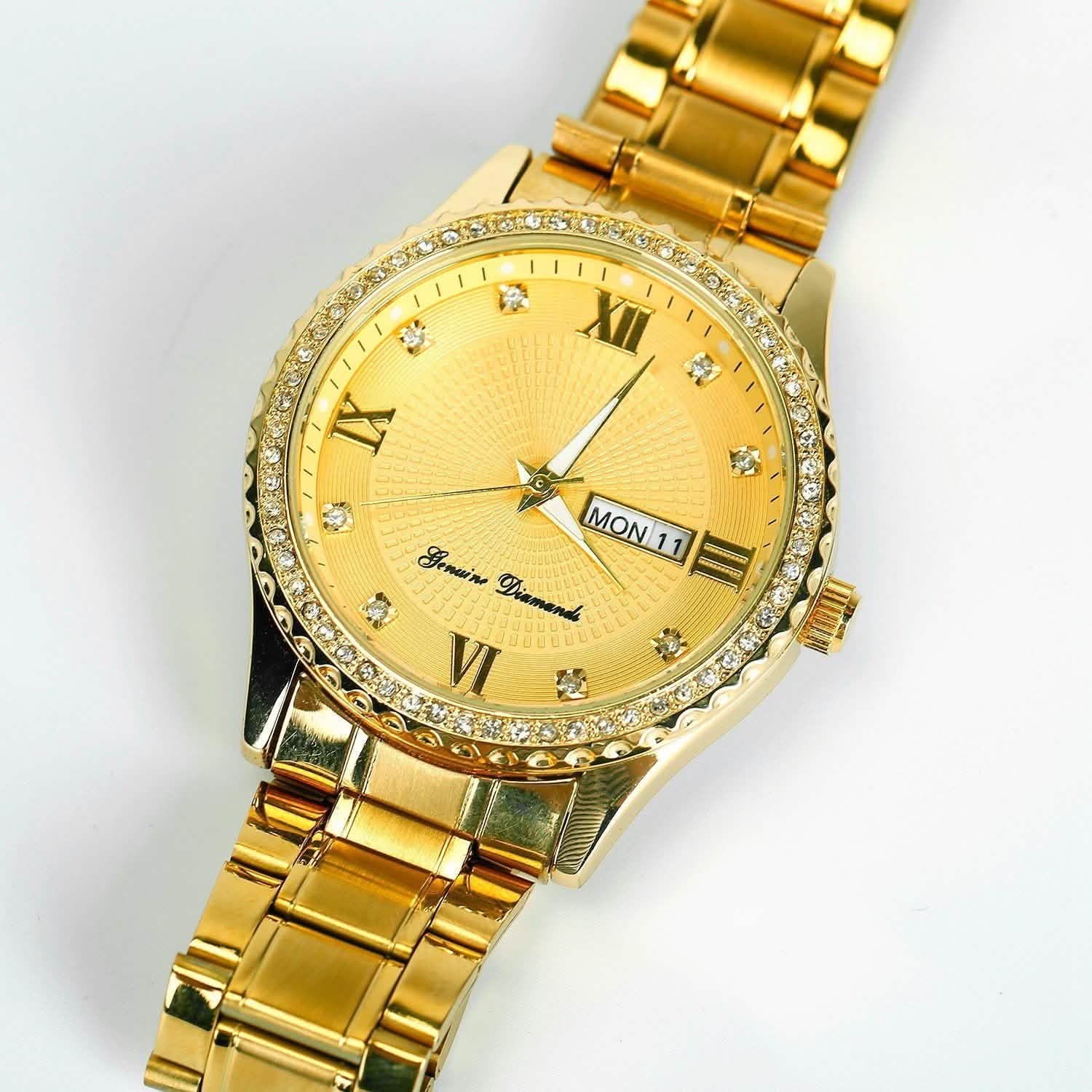 Quartz Watch Luxury Crystal Rhinestone Gold Steel Watches - Tophatter Daily Deals