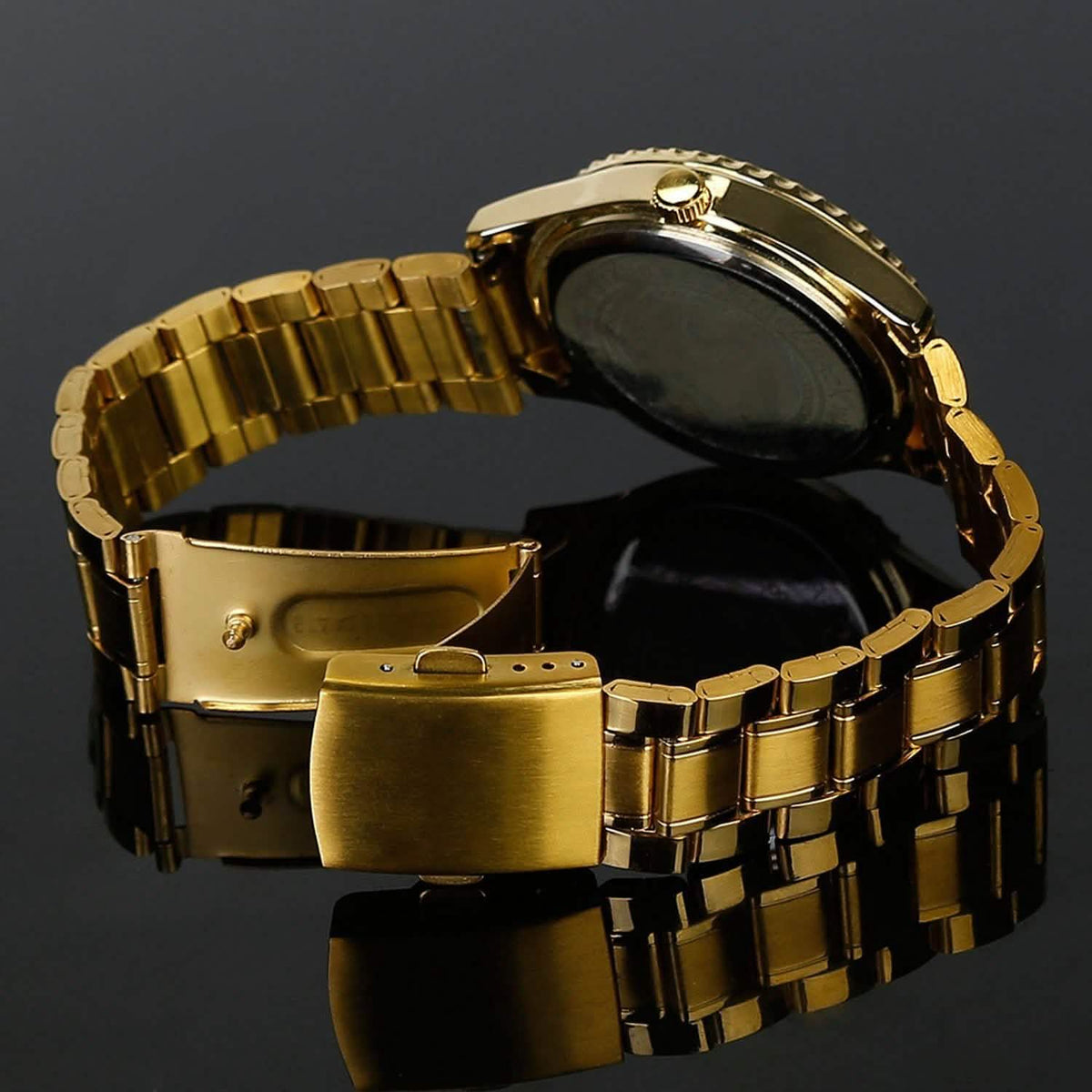 Quartz Watch Luxury Crystal Rhinestone Gold Steel Watches - Tophatter Daily Deals
