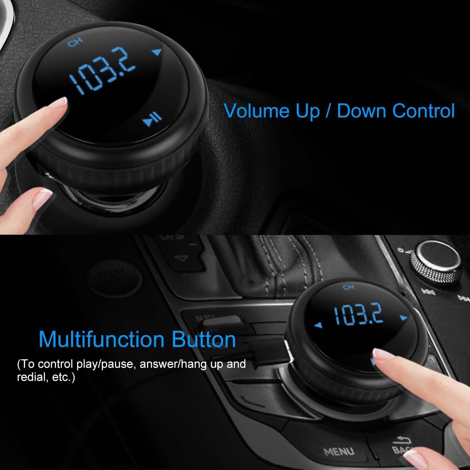 Quick Charge 3.0 Car Charger Wireless 4.2 FM Transmitter 23W 3A Dual USB Automotive - Tophatter Daily Deals