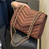 Quilted Pattern Flap Chain Square Bag Coffee Handbags & Wallets - Tophatter Daily Deals