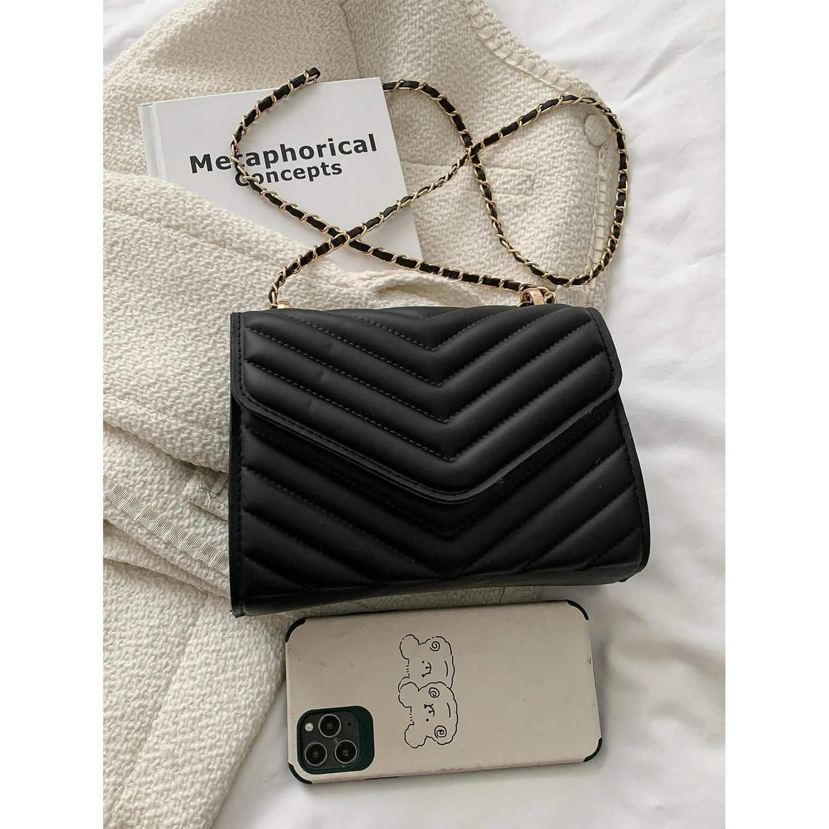 Quilted Pattern Flap Chain Square Bag Handbags & Wallets - Tophatter Daily Deals