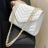 Quilted Pattern Flap Chain Square Bag White Handbags & Wallets - Tophatter Daily Deals