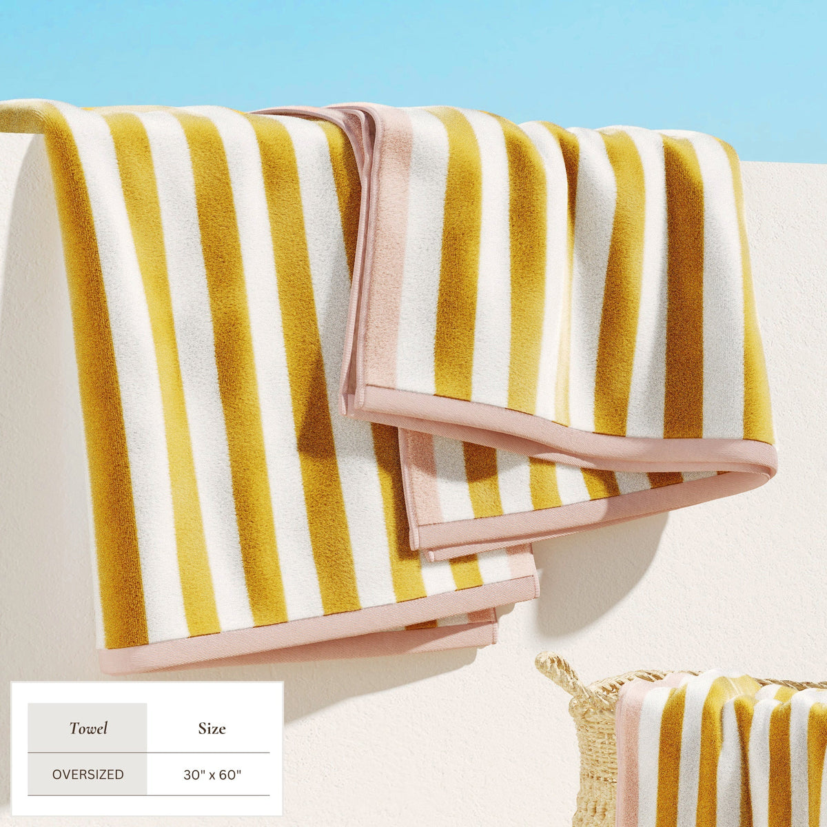 Oversized Striped Border Cabana Beach Towel - Santa Cruz Bath - Tophatter Daily Deals