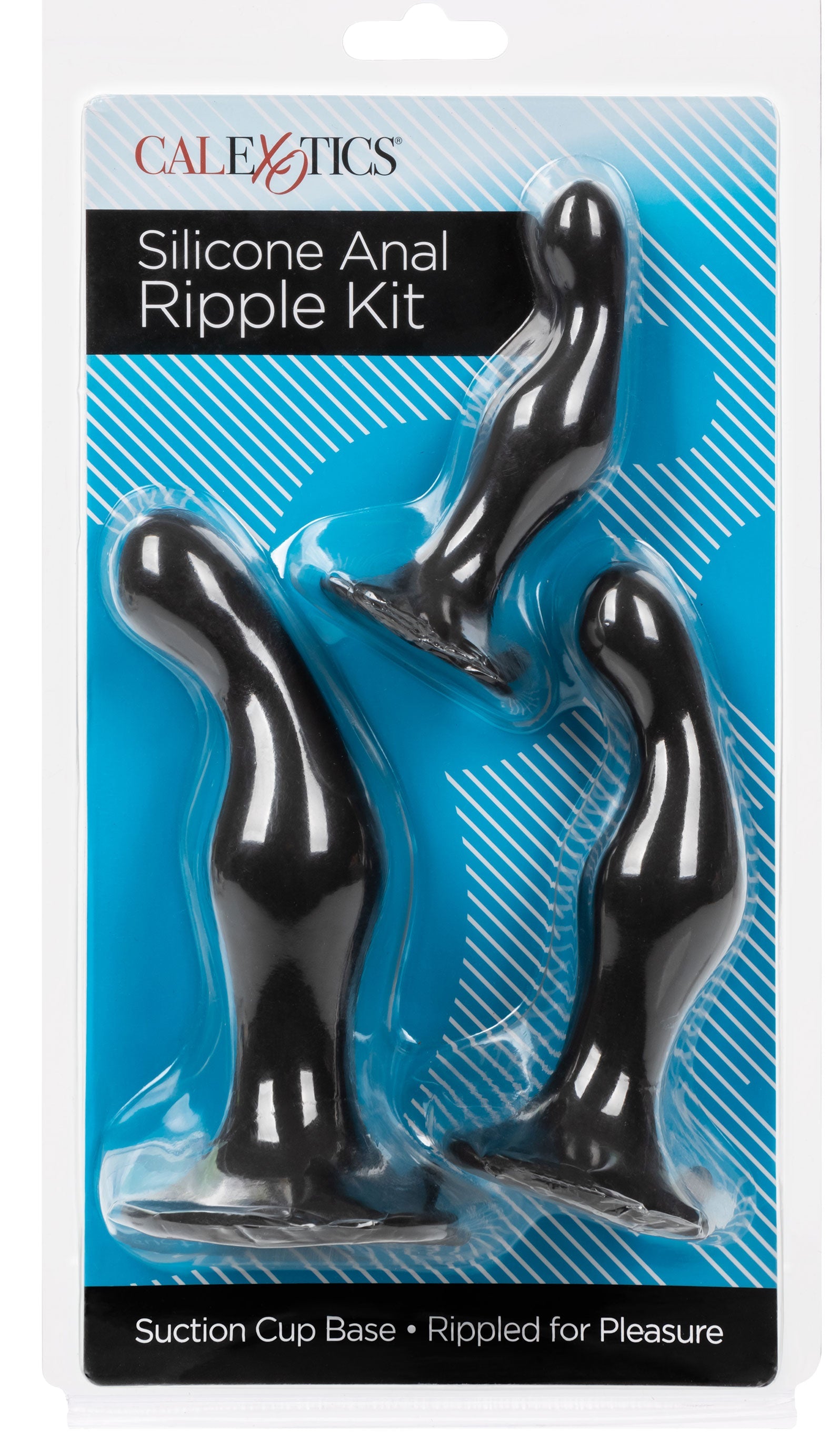 Silicone Anal Ripple Kit Set of 3 Black Graduated Curved Anal Plugs with Suction Cup Base > Anal Range > Butt Plug Kits - Tophatter Daily Deals
