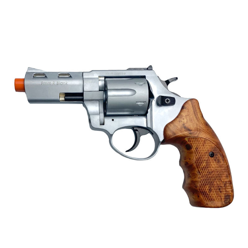 Zoraki R2 Silver 3" Front Firing - 9mm Blank Gun Revolver Simulated Wood Grips - Tophatter's Weapons'N'Deals Blank Firing Replica Guns - Tophatter Daily Deals