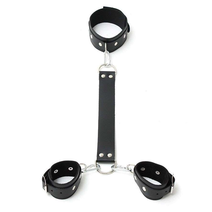 Rimba Leather Neck and Wrist Cuffs – Adjustable Leather Restraints > Bondage Gear > Restraints - Tophatter Daily Deals