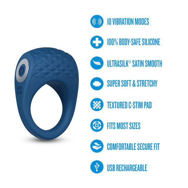 Performance Plus Flex Pro (Blue) – Premium Vibrating Cock Ring with 10 Modes and Textured C-Stim Pad > Cock Ring > Vibrating - Tophatter Daily Deals