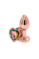 NS Novelties - Rear Assets - Aluminum Heart Butt Plug - Rose Gold/Rainbow - 2.75 Inch Sex Toy - Tophatter Daily Deals