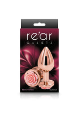 NS Novelties - Rear Assets - Aluminum Rose Butt Plug - Rose Gold/Pink - Medium - 3.5 Inch Sex Toy - Tophatter Daily Deals