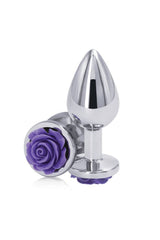 NS Novelties - Rear Assets - Aluminum Rose Butt Plug - Silver/Purple - Medium - 3.5 Inch Sex Toy - Tophatter Daily Deals