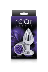 NS Novelties - Rear Assets - Aluminum Rose Butt Plug - Silver/Purple - Medium - 3.5 Inch Sex Toy - Tophatter Daily Deals