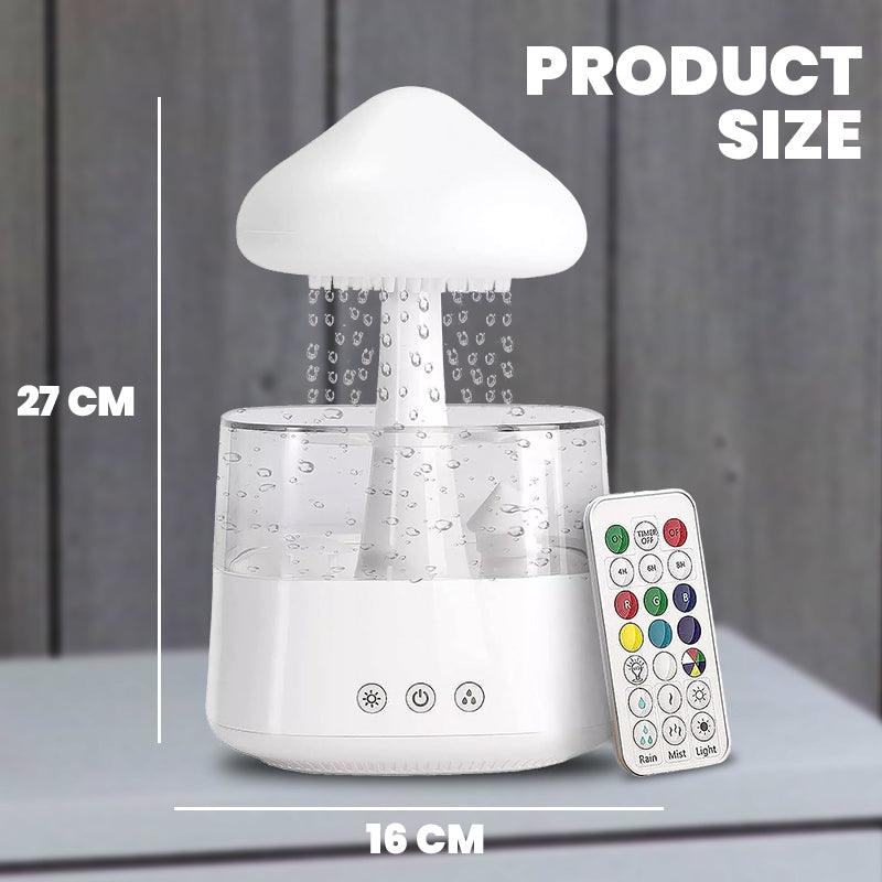 Rain Cloud Humidifier - LED Mushroom Waterfall Lamp Diffuser Drop Sound Night Light Aromatherapy Oil Essential Accessories - Tophatter Daily Deals