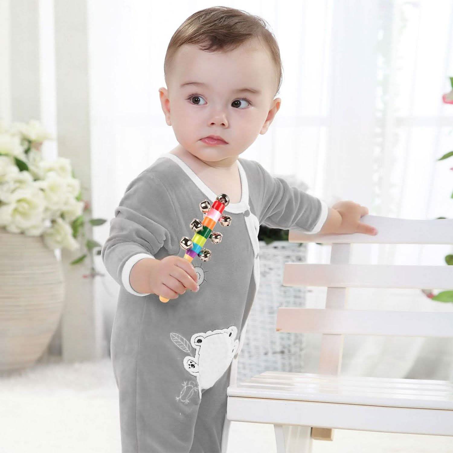 Rainbow Color Wooden Handbell Pram Rattle Baby Gear - Tophatter Daily Deals