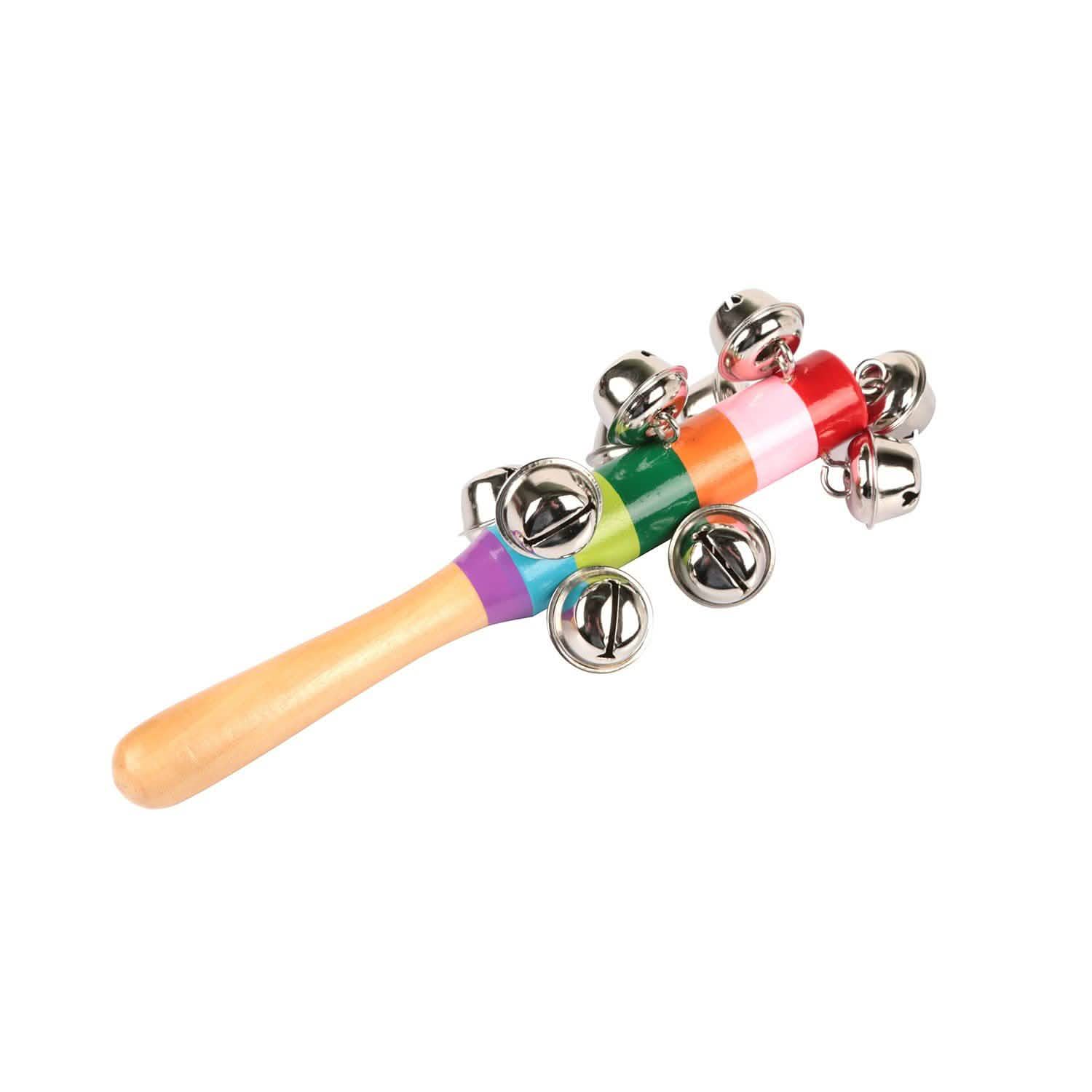 Rainbow Color Wooden Handbell Pram Rattle Baby Gear - Tophatter Daily Deals