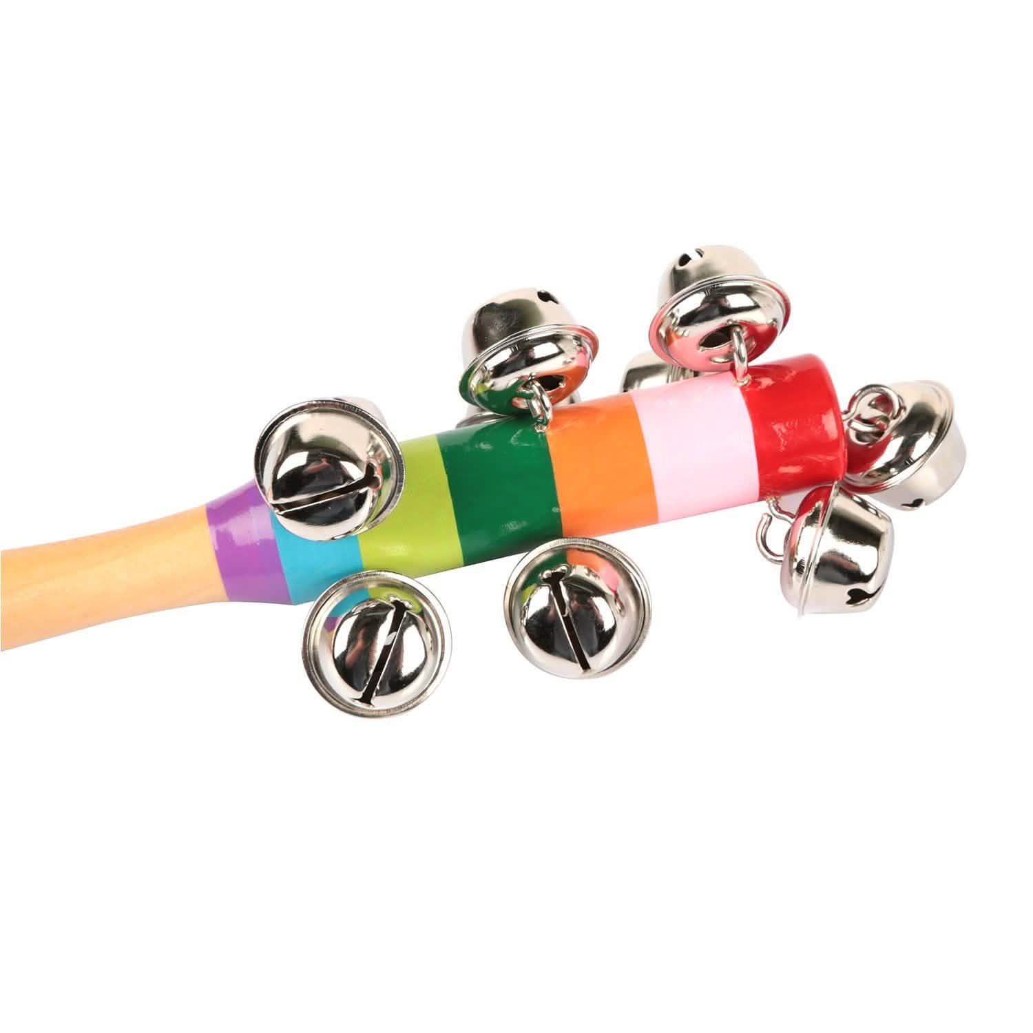 Rainbow Color Wooden Handbell Pram Rattle Baby Gear - Tophatter Daily Deals