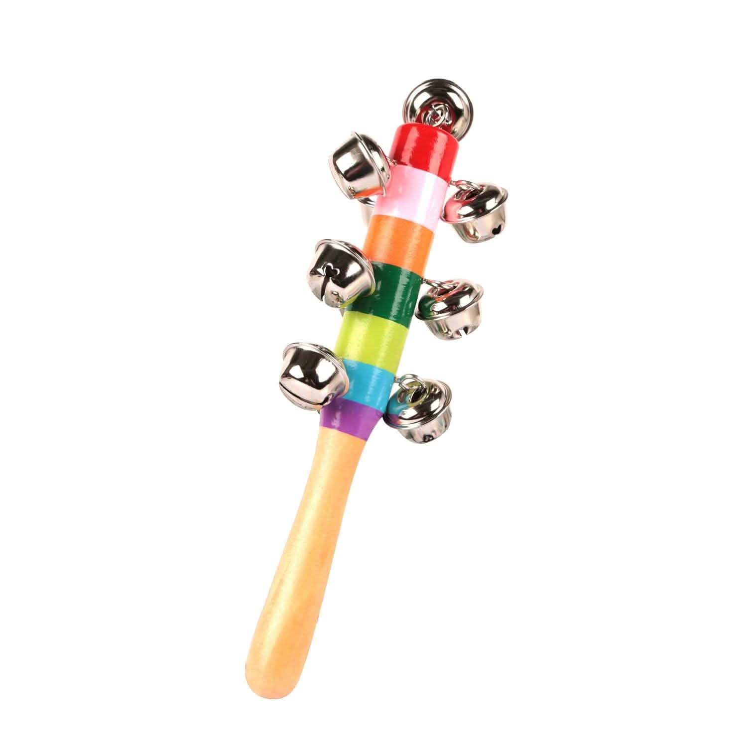 Rainbow Color Wooden Handbell Pram Rattle Baby Gear - Tophatter Daily Deals