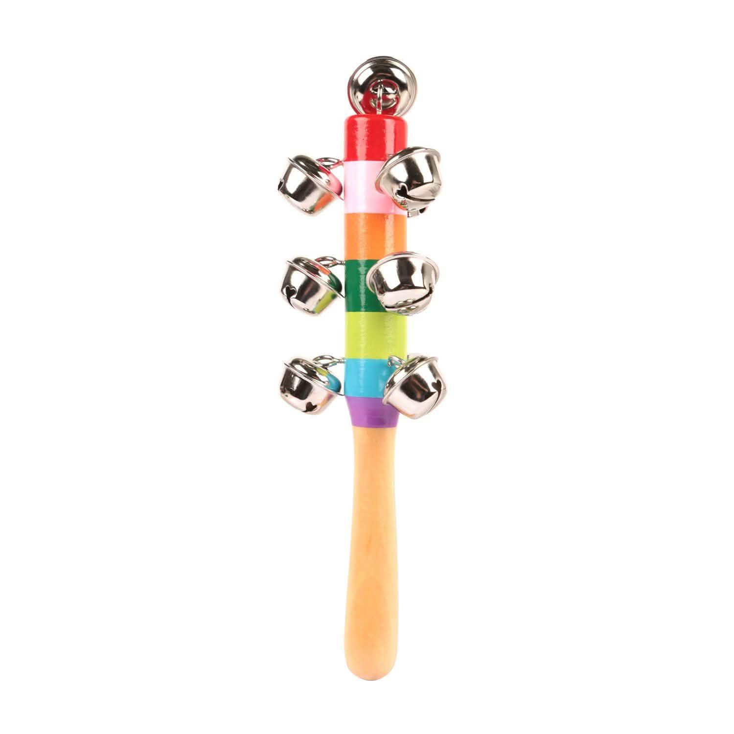 Rainbow Color Wooden Handbell Pram Rattle Baby Gear - Tophatter Daily Deals