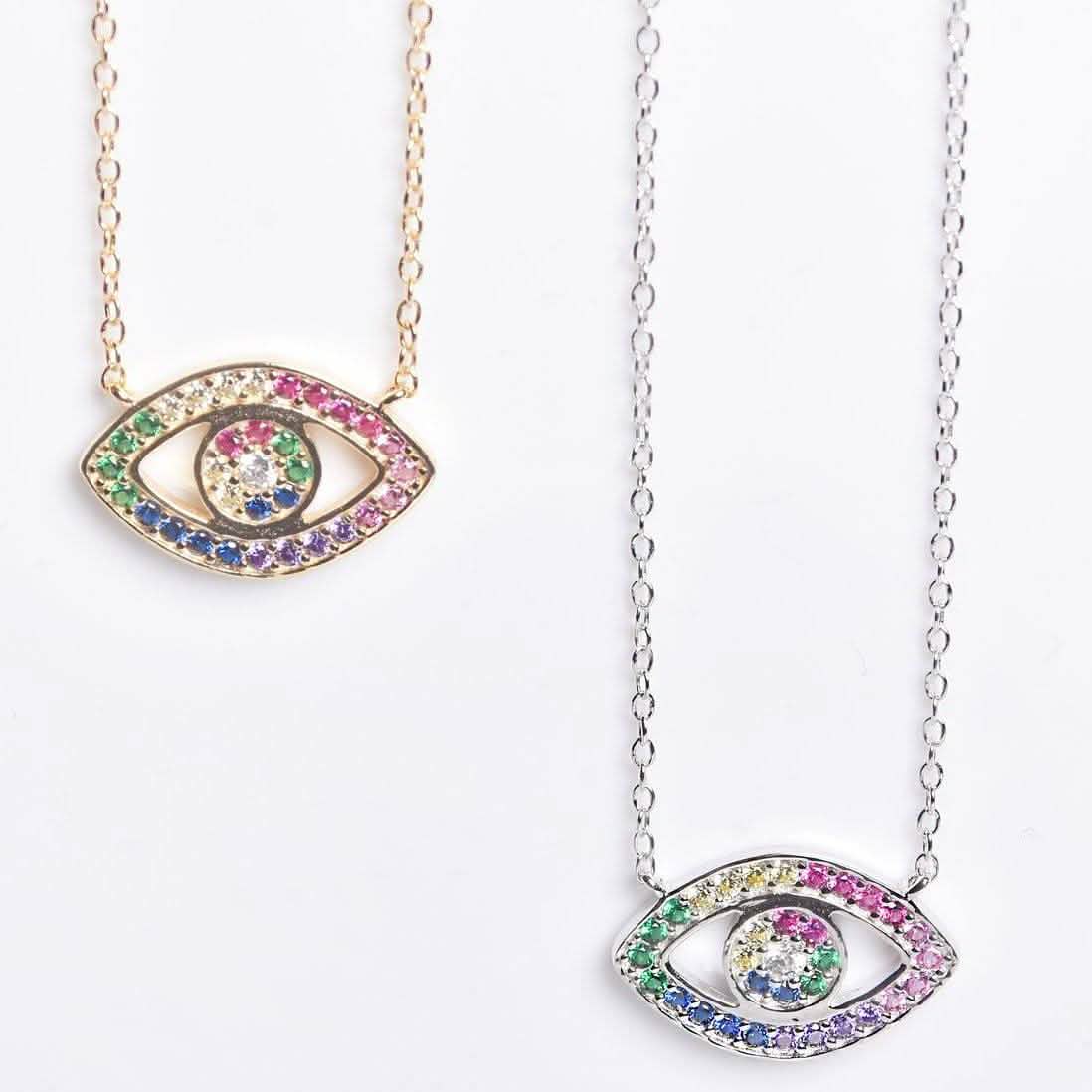 Rainbow CZ Eye Necklace Necklaces - Tophatter Daily Deals