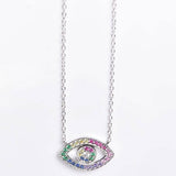 Rainbow CZ Eye Necklace Silver Necklaces - Tophatter Daily Deals