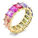 Rainbow Emerald Eternity Band Gold Rings - Tophatter Daily Deals