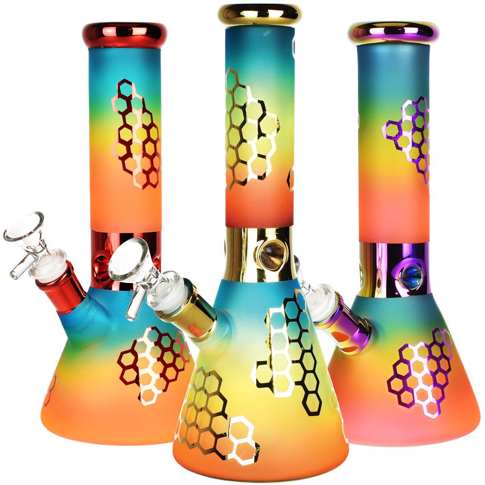 Rainbow Honeycomb Beaker Bong Bongs - Tophatter Daily Deals
