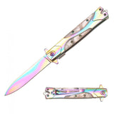 Rainbow Pearl Stiletto Folding Self-Defense Knife Knives & Knuckles - Tophatter Daily Deals