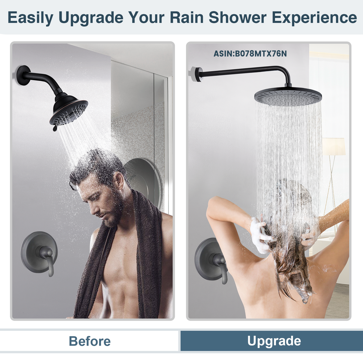 Bright Showers Waterfall Shower Head with Adjustable Angle and Anti-clogging Silicone Nozzles,9 inch Home Improvement - Tophatter Daily Deals