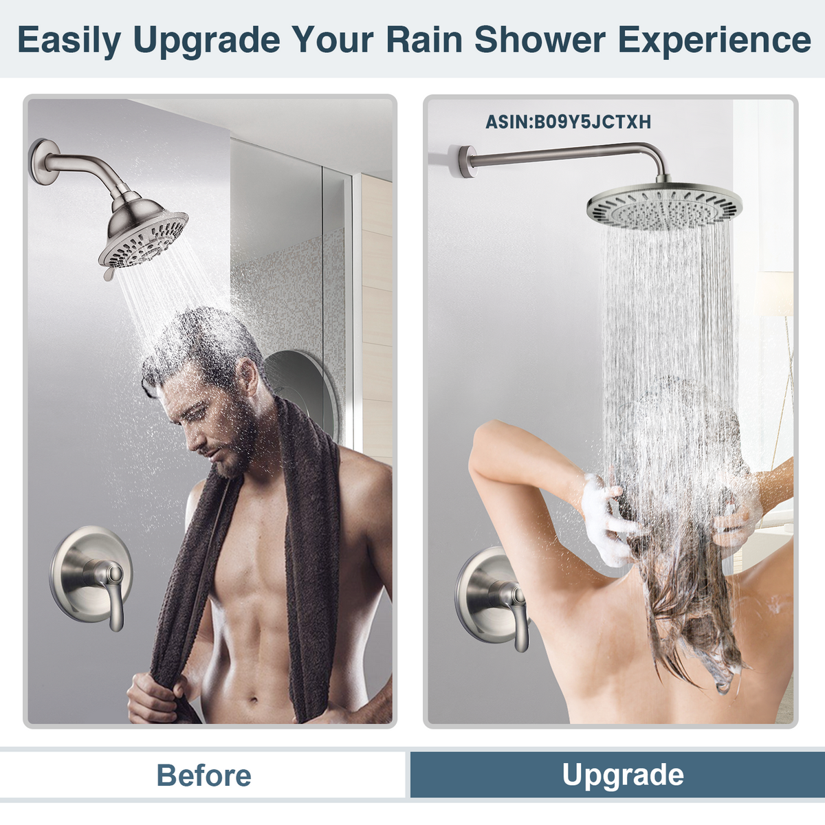 Bright Showers Waterfall Shower Head with Adjustable Angle and Anti-clogging Silicone Nozzles,9 inch Home Improvement - Tophatter Daily Deals