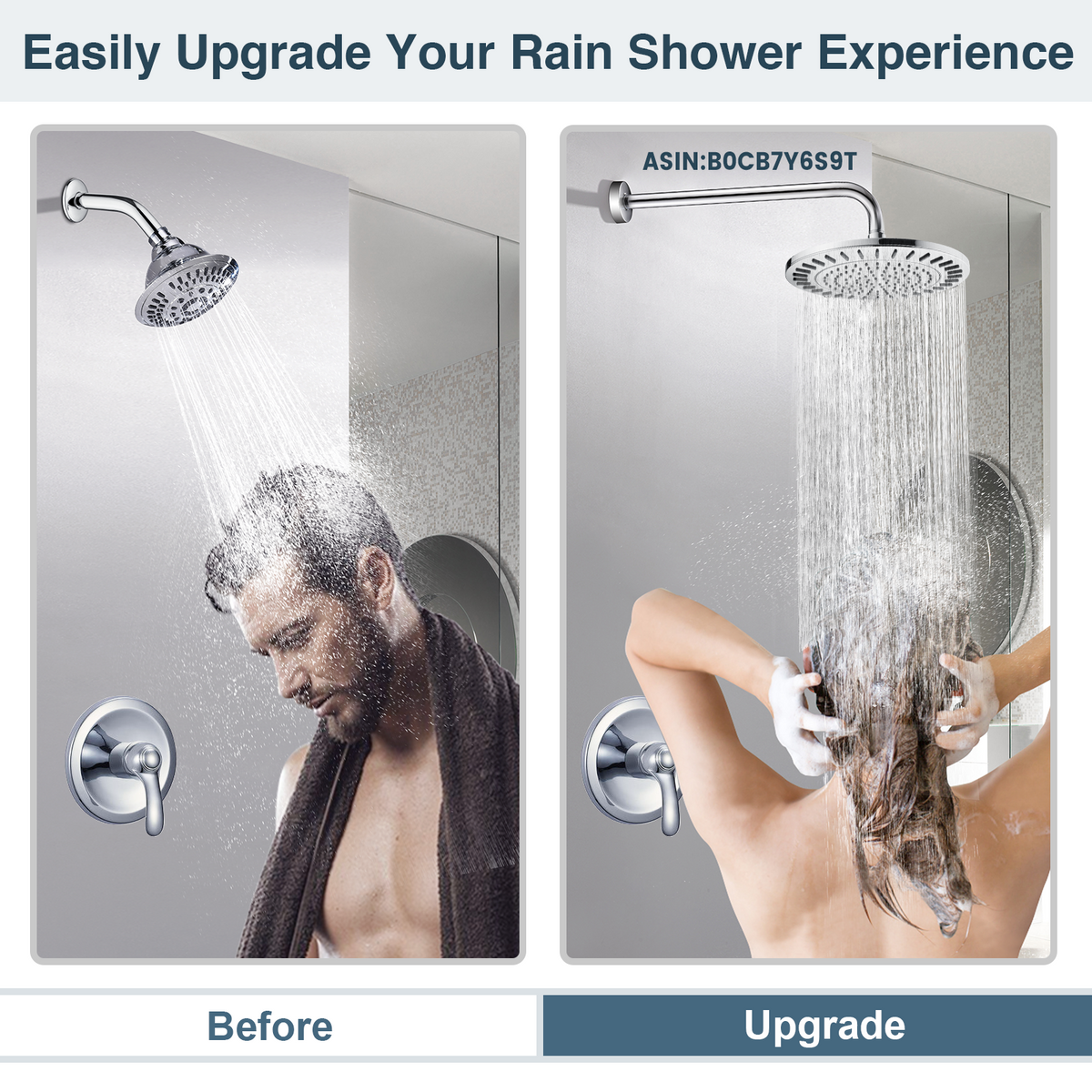 Bright Showers Waterfall Shower Head with Adjustable Angle and Anti-clogging Silicone Nozzles,9 inch Home Improvement - Tophatter Daily Deals