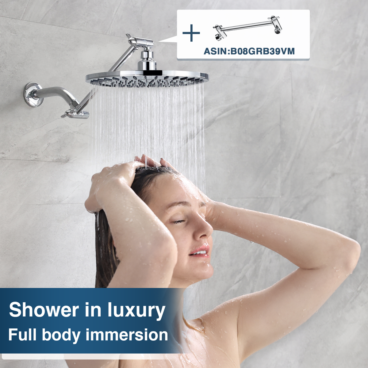 Bright Showers Waterfall Shower Head with Adjustable Angle and Anti-clogging Silicone Nozzles,9 inch Home Improvement - Tophatter Daily Deals