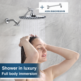 Bright Showers Waterfall Shower Head with Adjustable Angle and Anti-clogging Silicone Nozzles,9 inch Home Improvement - Tophatter Daily Deals