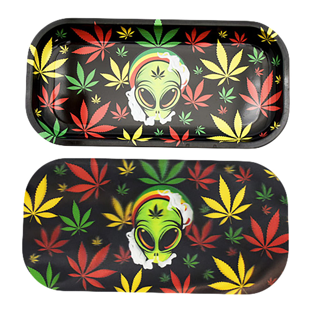 Metal Rolling Tray & 3D Lid | Rasta Alien Rolling Tray & Lid Sets - Tophatter Daily Deals