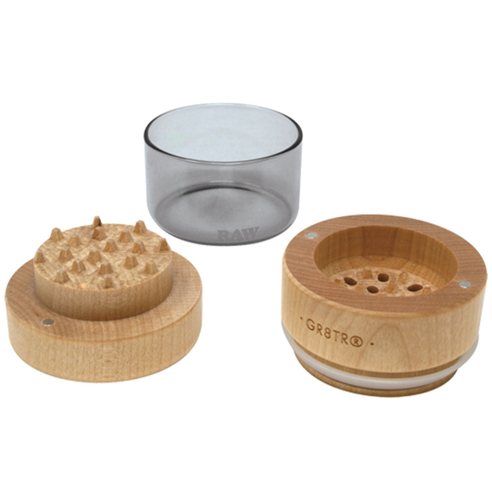 RAW Natural Wood Grinder & Stash Jar Grinders - Tophatter Daily Deals
