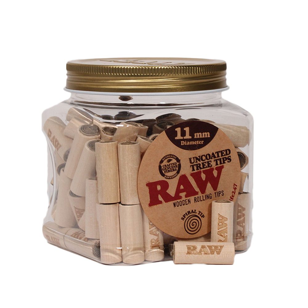 RAW Uncoated Tree Tips 11mm | 100pc Jar Rolling Tips - Tophatter Daily Deals