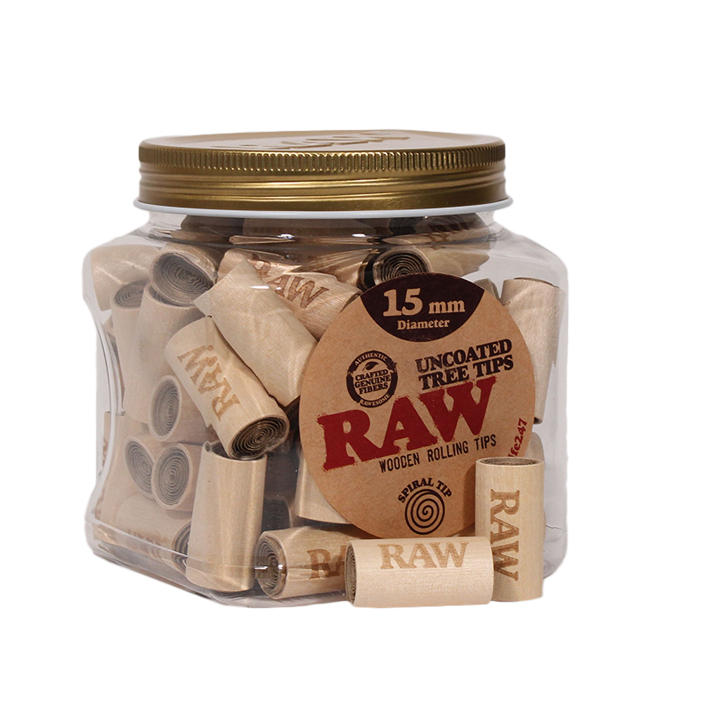 RAW Uncoated Tree Tips 15mm | 65pc Jar Rolling Tips - Tophatter Daily Deals