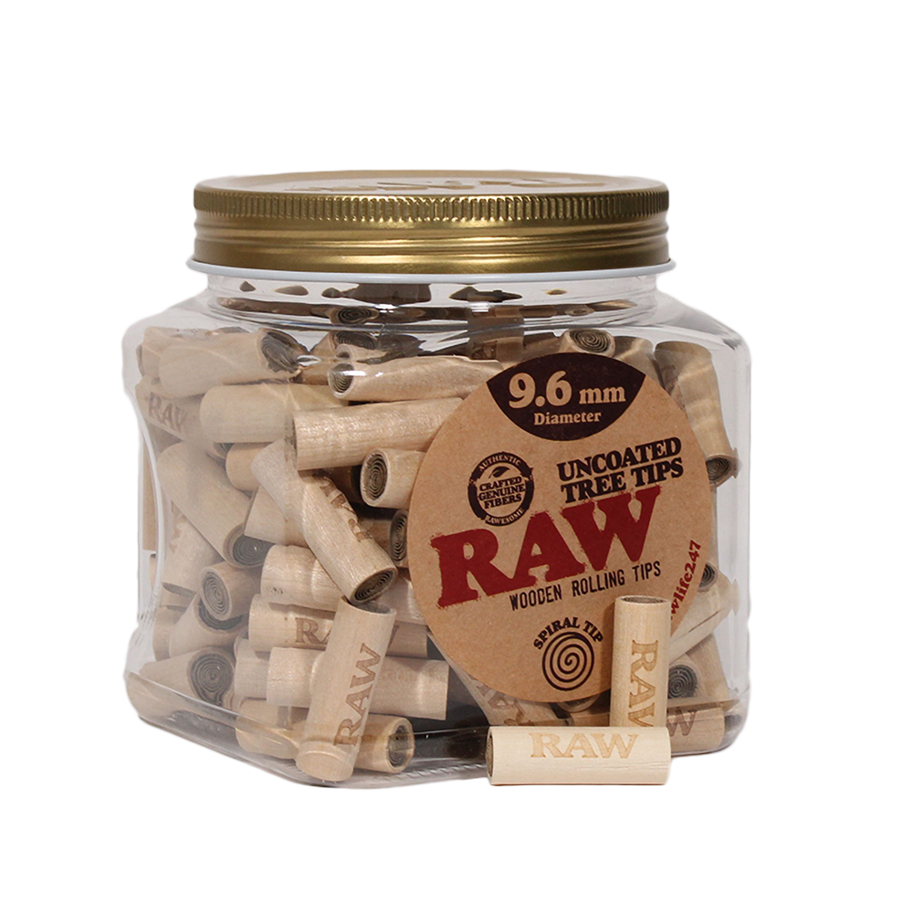 RAW Uncoated Tree Tips 9.6mm | 130pc Jar Rolling Tips - Tophatter Daily Deals