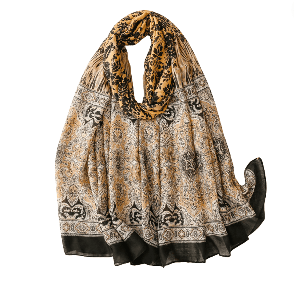 Brown and Black Damask Scarf Multi Scarves - Tophatter Daily Deals
