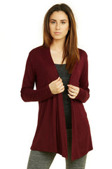 Women's Lightweight Open-Front Rayon Cardigan Burgundy Women's Tops - Tophatter Daily Deals
