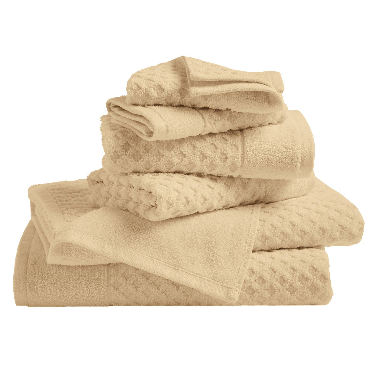 Cotton Diamond Waffle Weave Bath Towel Set - Grayson Collection 6 Piece Set Oatmeal Bath - Tophatter Daily Deals