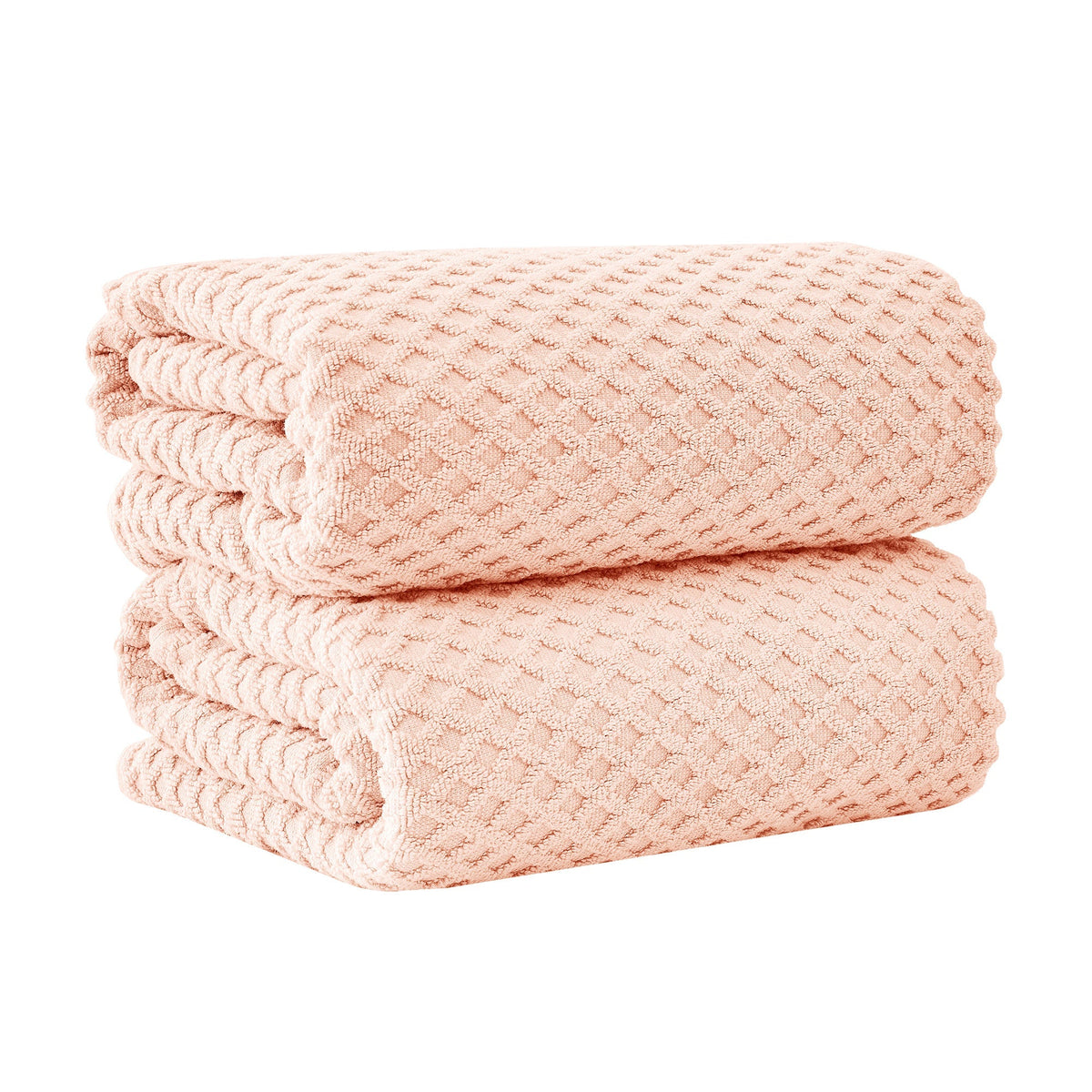 Cotton Diamond Waffle Weave Bath Towel Set - Grayson Collection Bath Sheet (Pack of 2) Blush Bath - Tophatter Daily Deals