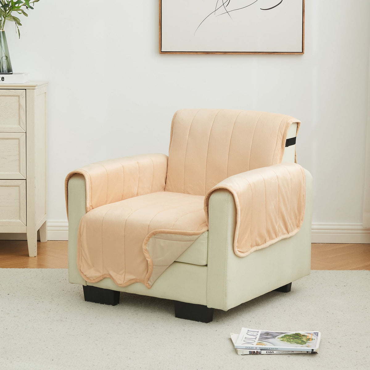 Velvet Furniture Protectors - Velvet Collection Chair Peach Furniture & Decor - Tophatter Daily Deals