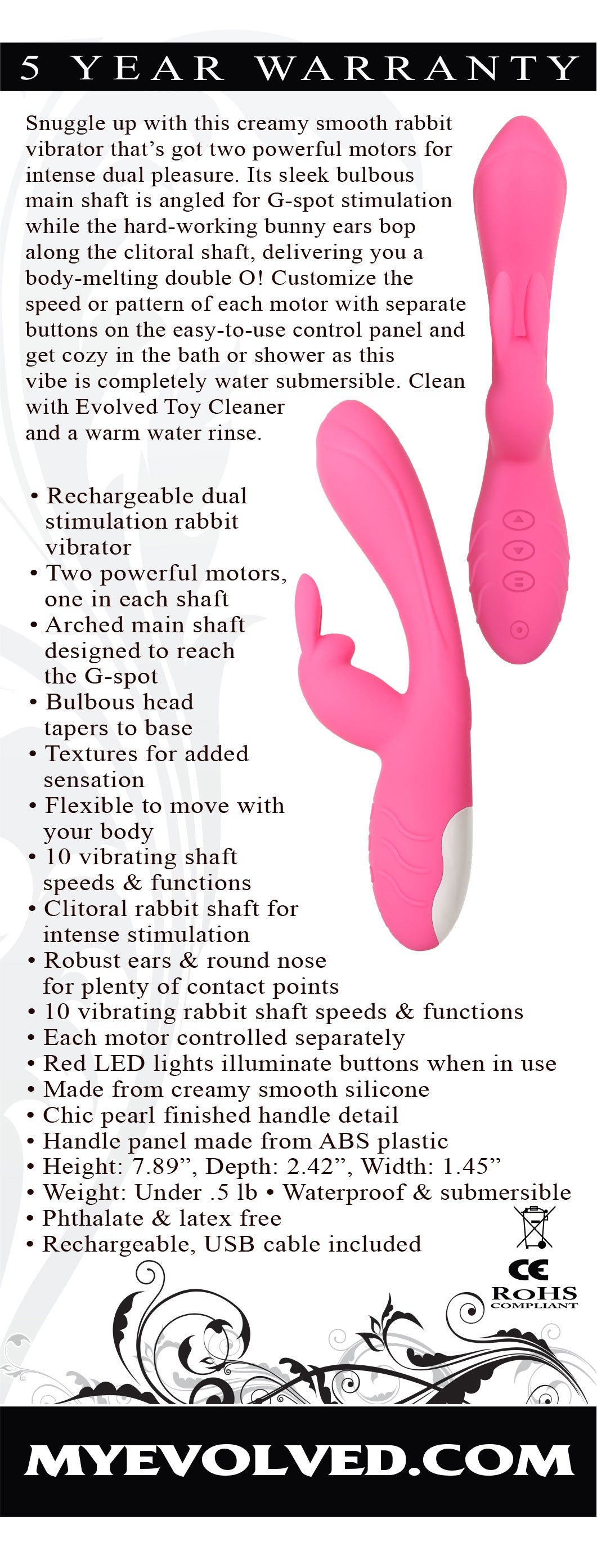 Evolved Bunny Kisses 20 Centimeter Rabbit Vibrator > Vibrators > Ladies > Rabbit - Tophatter Daily Deals