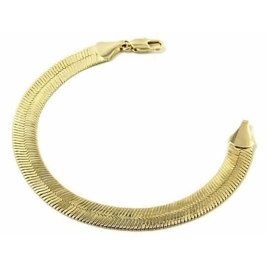 Real Gold Filled High Polish Finsh Magic/snake Chain Bracelet Flat Herringbone Bracelets - Tophatter Daily Deals