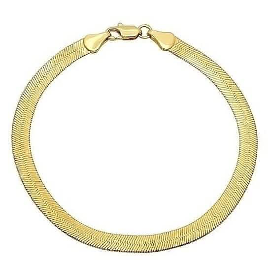 Real Gold Filled High Polish Finsh Magic/snake Chain Bracelet Flat Herringbone Bracelets - Tophatter Daily Deals